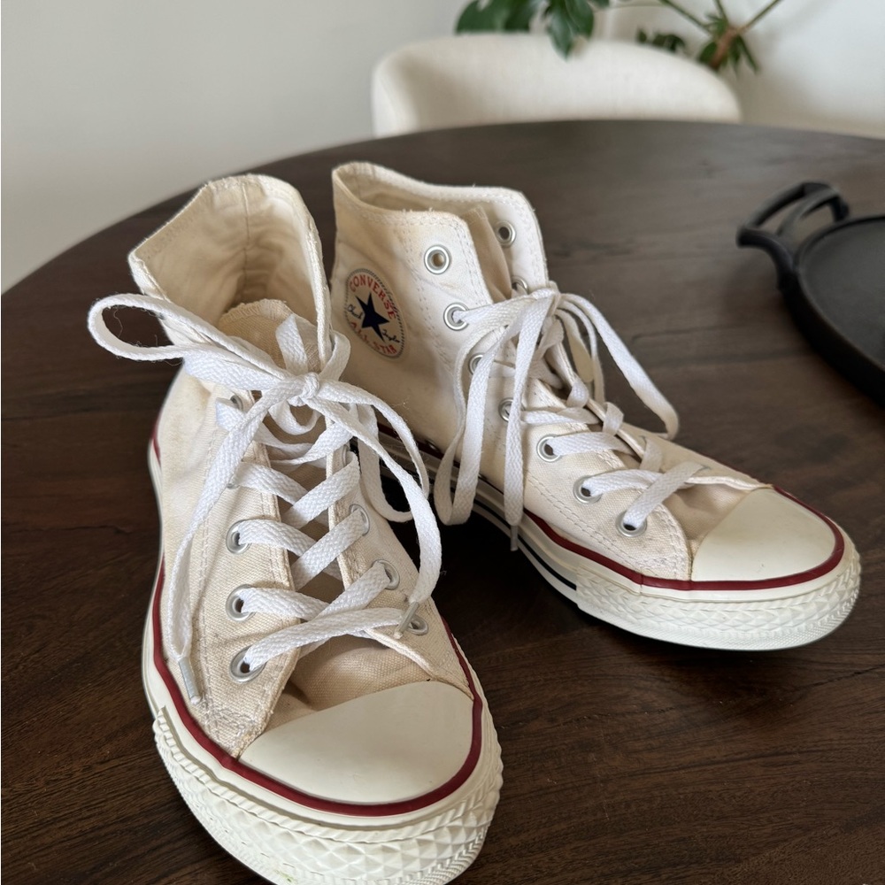 Converse Cream Sneakers High Tops - Sz 8